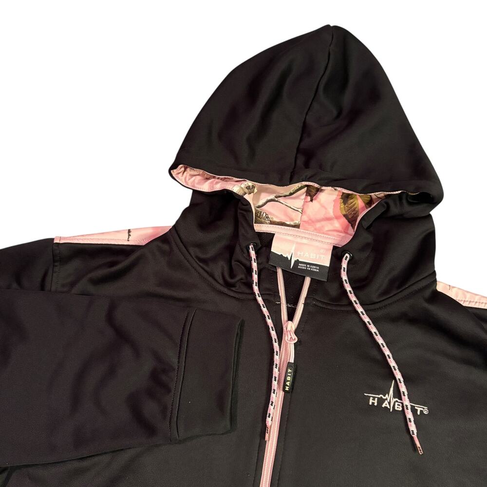 Habit Realtree‎ Camo Full Zip Hoodie Black Pink Women's Sz L